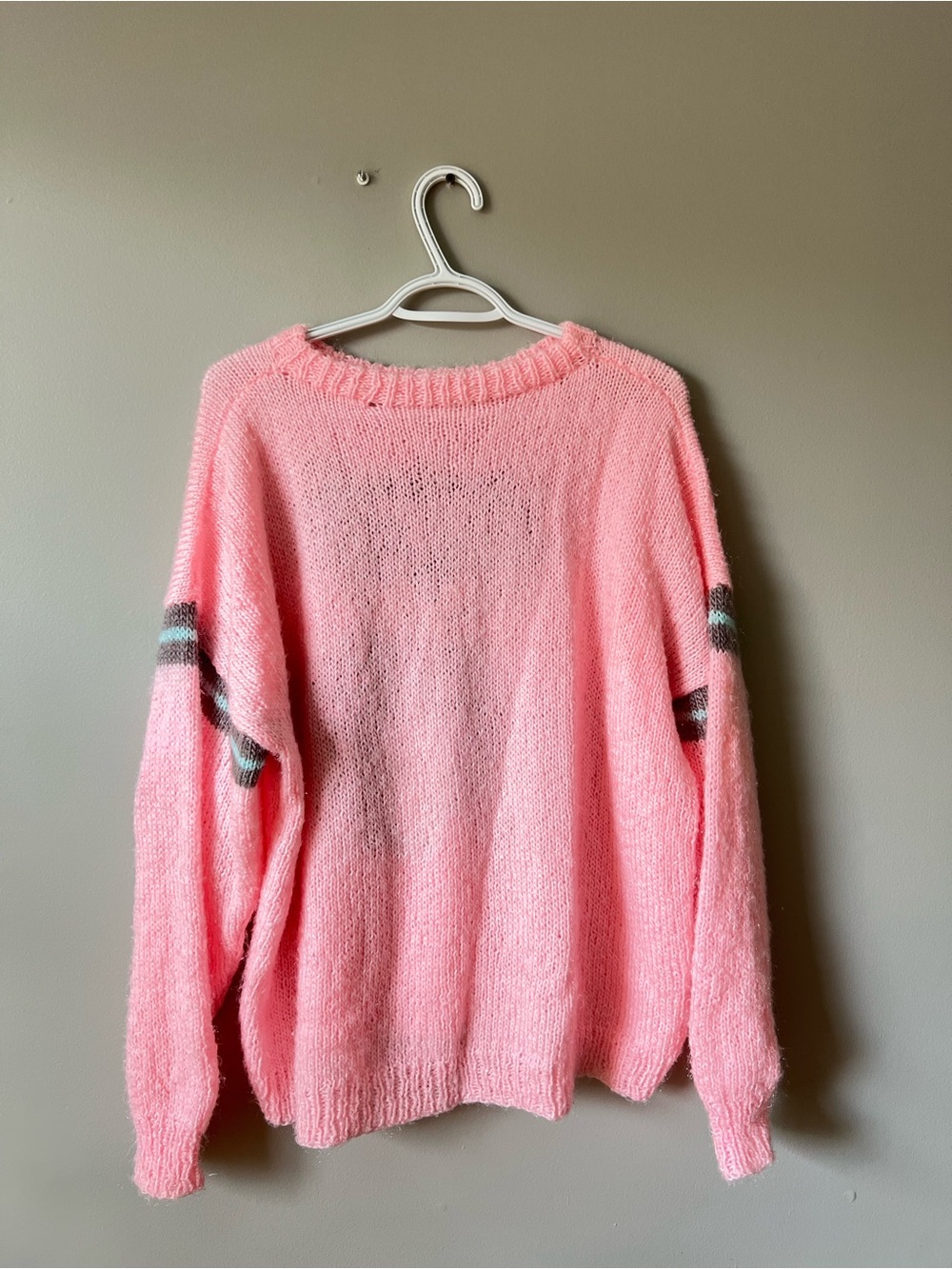 Hand knit Pink Plush Bear Graphic Sweater - Women - Picture 8 of 8
